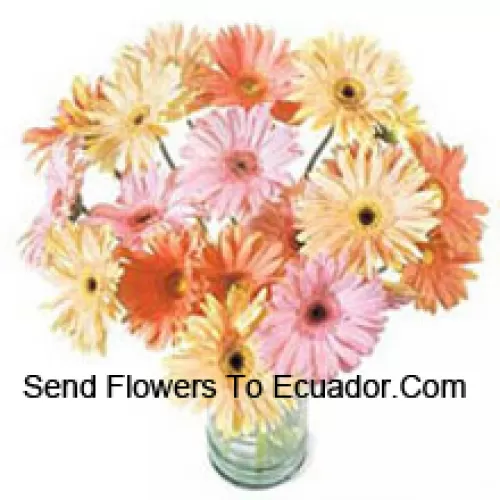 25 Mixed Colored Gerberas In A Vase